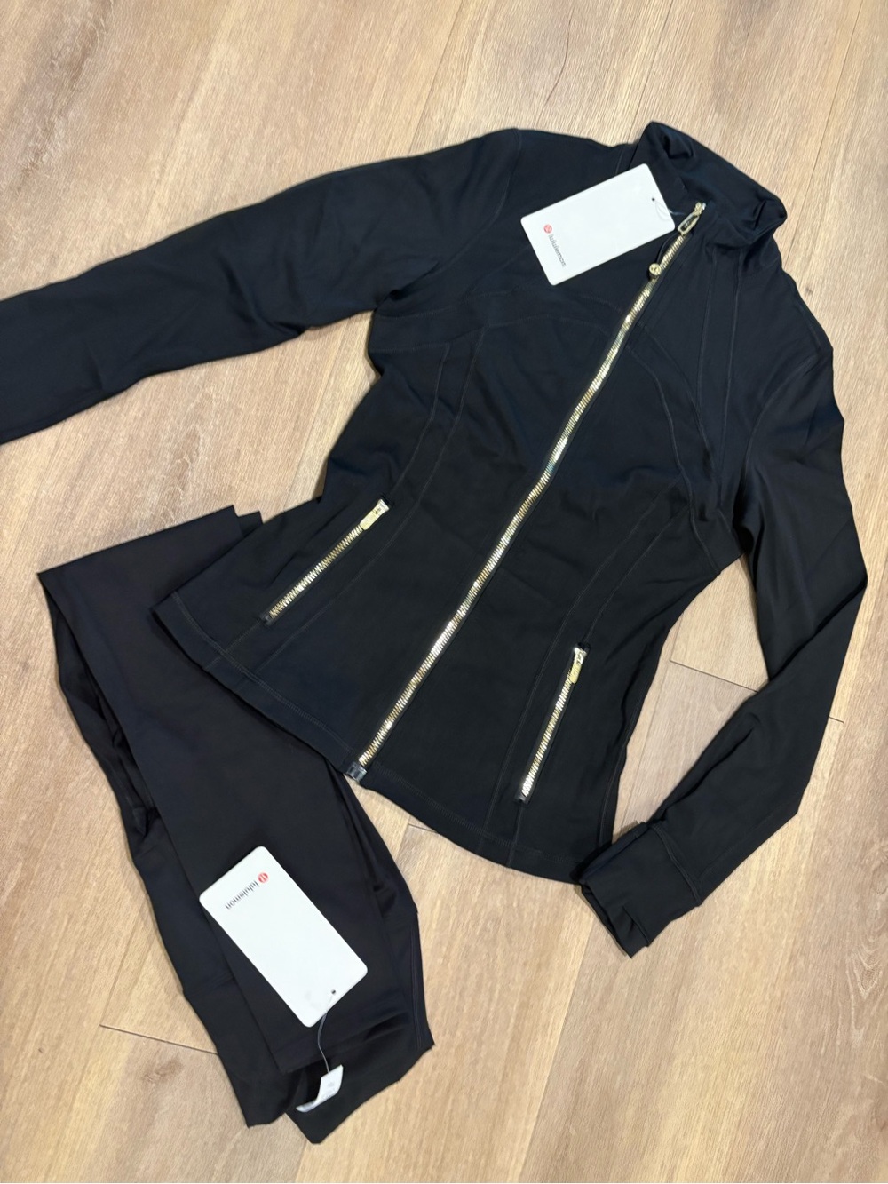 lululemon athletica Black Zip-Up Utility Jacket with Gold Zippers